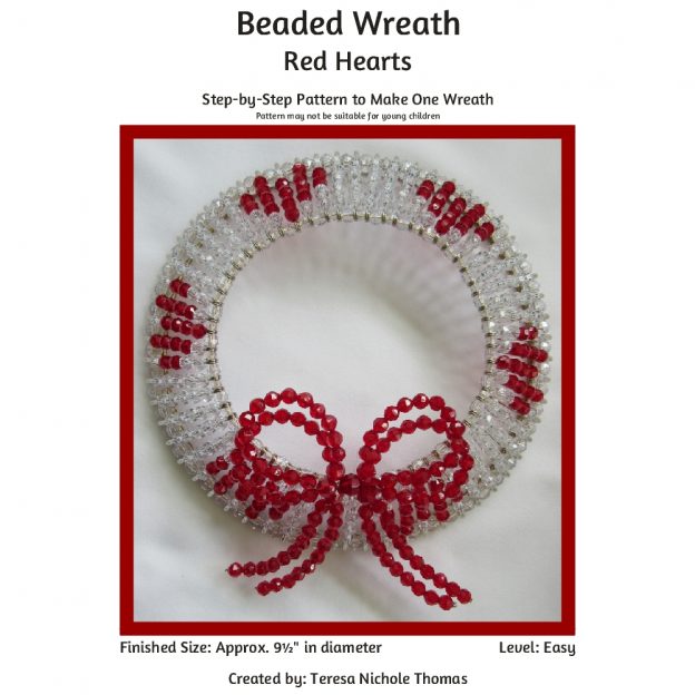 Beaded Wreath - Red Hearts 01