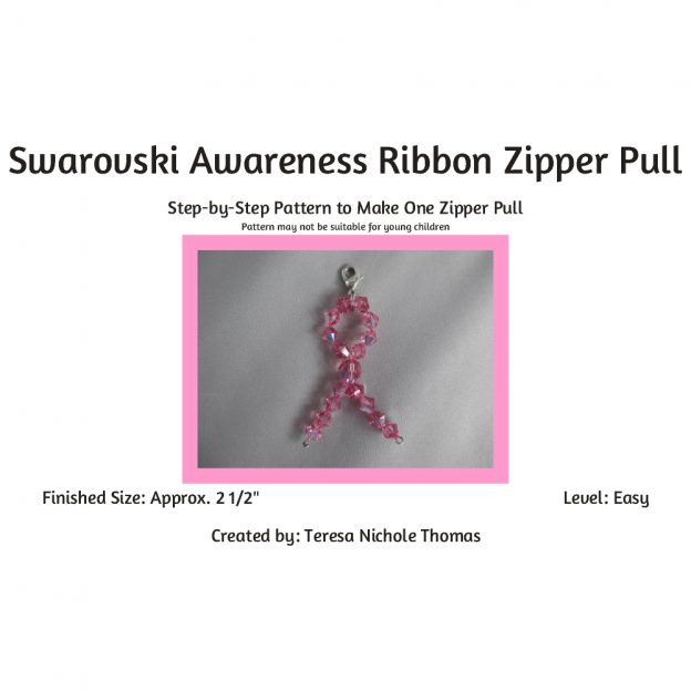 Swarovski Awareness Ribbon Zipper Pull 01